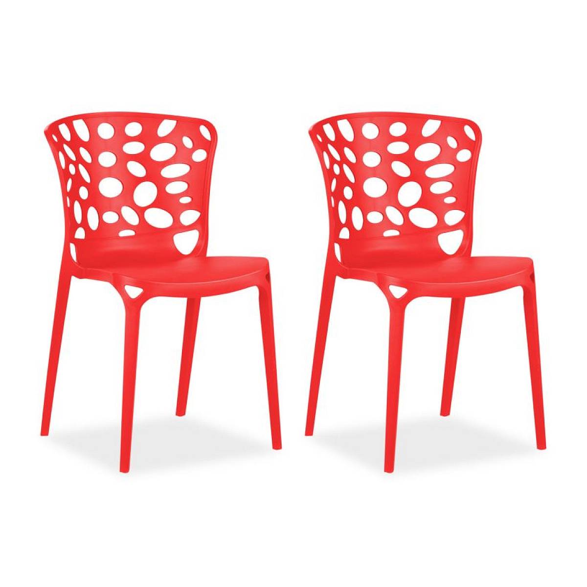 Ensemble de 2 chaises de jardin rouges élégantes et confortables