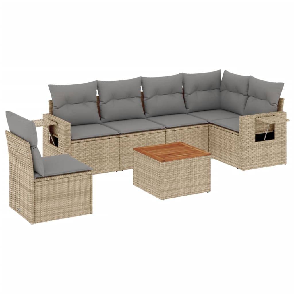 Vidaxl - Salon de jardin avec coussins 7 pcs beige résine tressée vidaXL 3224589 - Image 2