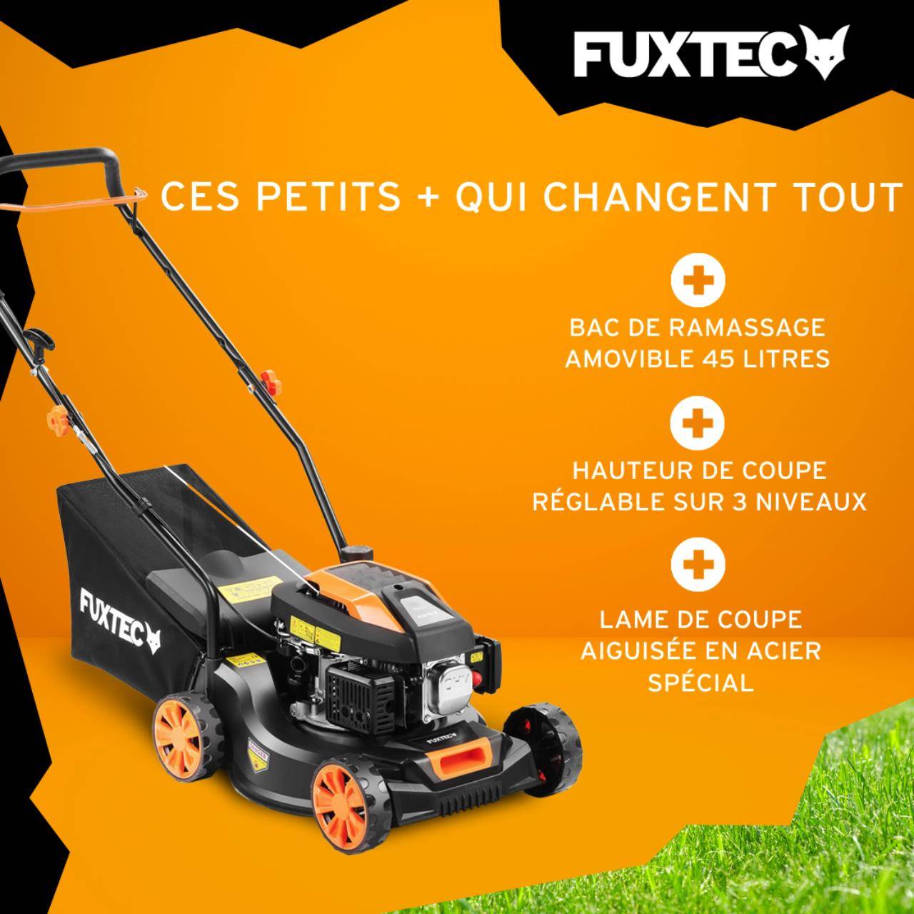 FUXTEC - Tondeuse à gazon poussée thermique 40,6cm 80cm3 - FX-RM4180 Fuxtec - 45L - Image 3