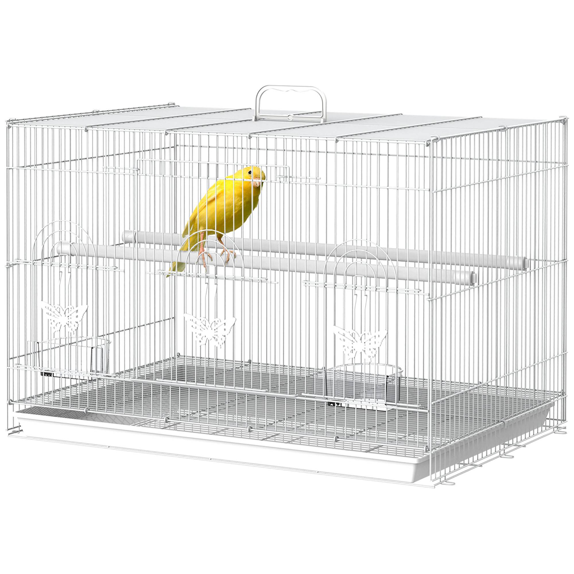 Sans Marque - Cage à oiseaux en métal avec perchoirs, mangeoires et poignée, 60 x 41 x 41 cm - Image 1