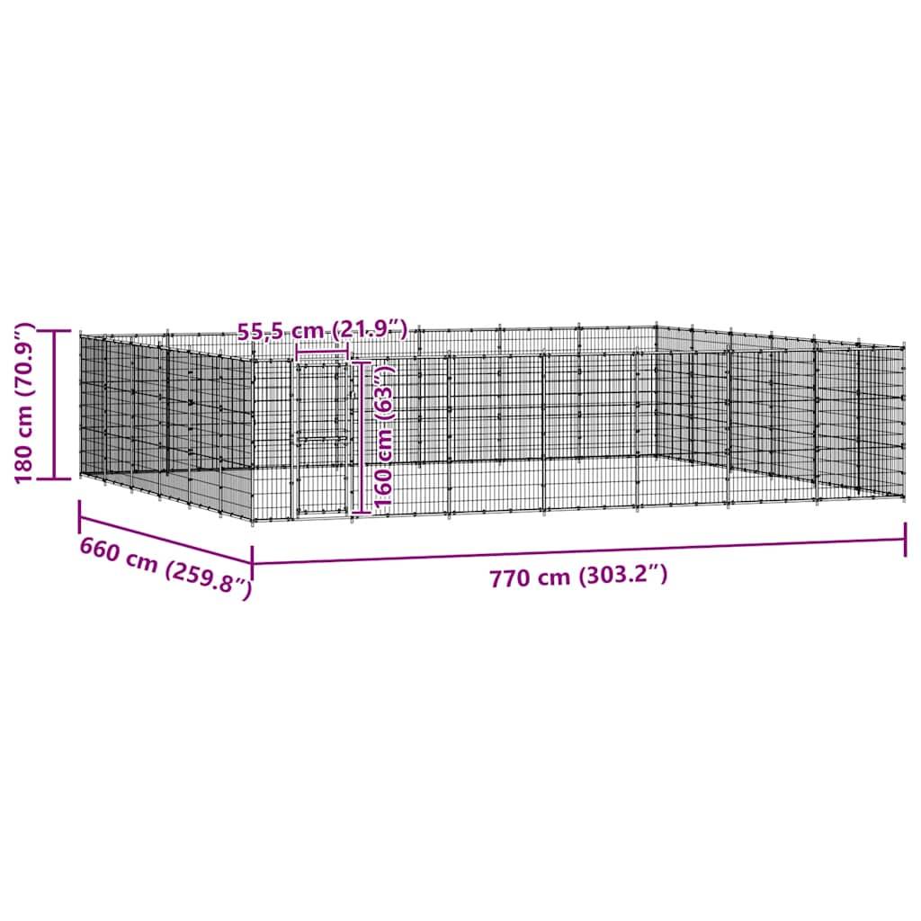 Vidaxl - Chenil d'extérieur pour chiens Acier 50,82 m² vidaXL 3082325 - Image 3