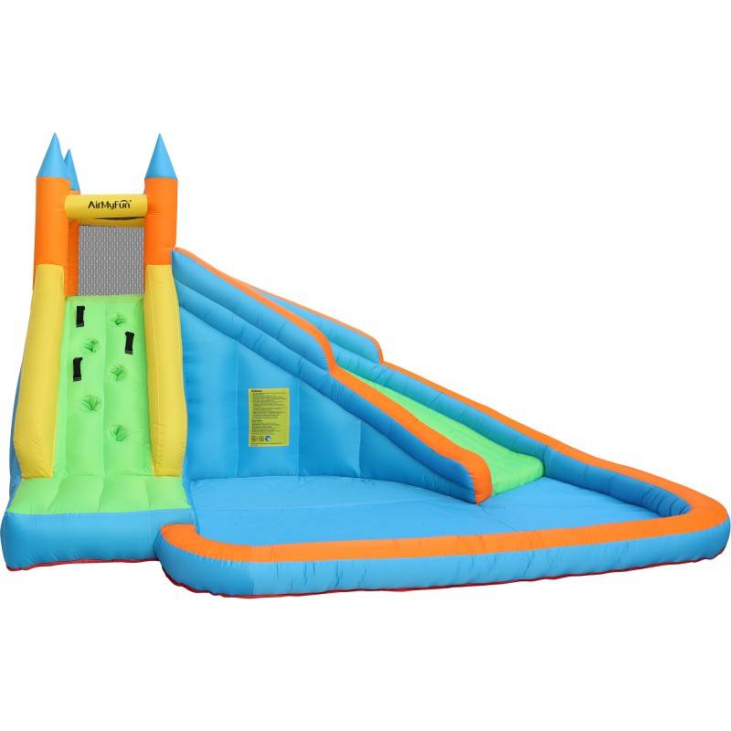 Château Aquatique Gonflable XXL Magic Island – Toboggan, Aire De Rebonds, Canons à Eau, 430x380x190 Cm, Souffleur Et Sac Inclus