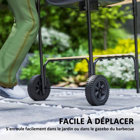 Barbecue à charbon chariot acier jardin couvercle surface 1840 cm² noir 98 cm - ComfortXL Outdoor Living - Image 10