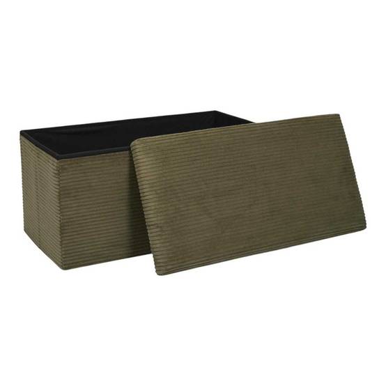 Banc coffre pliable côtelé vert 76x38 cm - AMORY - Image 3