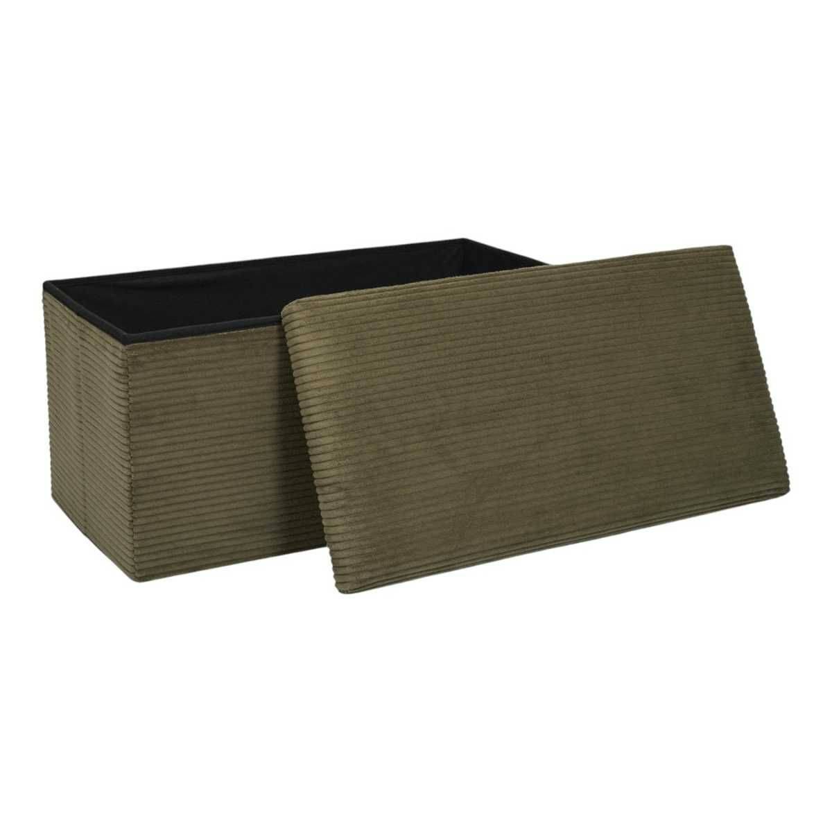 Banc coffre pliable côtelé vert 76x38 cm - AMORY - Image 3