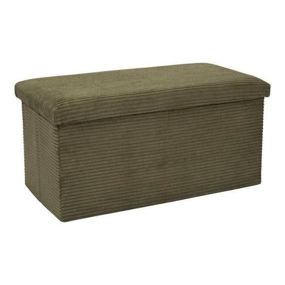 Banc coffre pliable côtelé vert 76x38 cm - AMORY - Image 1