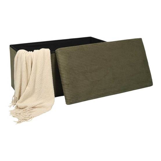 Banc coffre pliable côtelé vert 76x38 cm - AMORY - Image 6