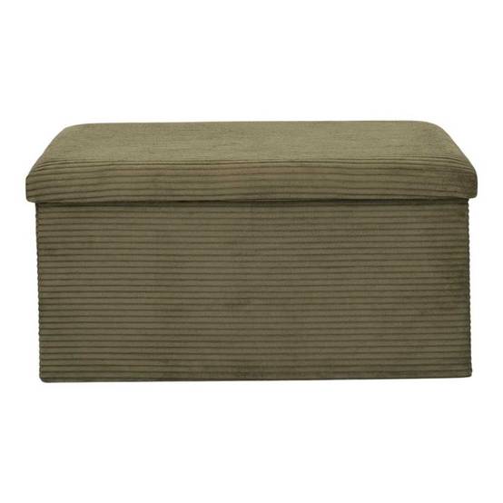 Banc coffre pliable côtelé vert 76x38 cm - AMORY - Image 5