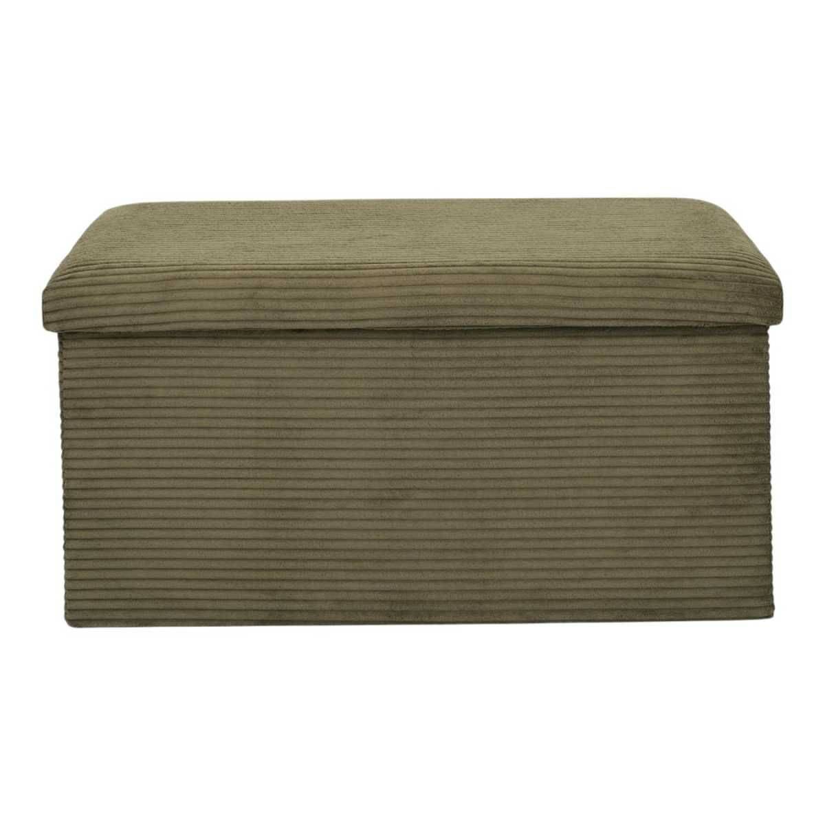 Banc coffre pliable côtelé vert 76x38 cm - AMORY - Image 5