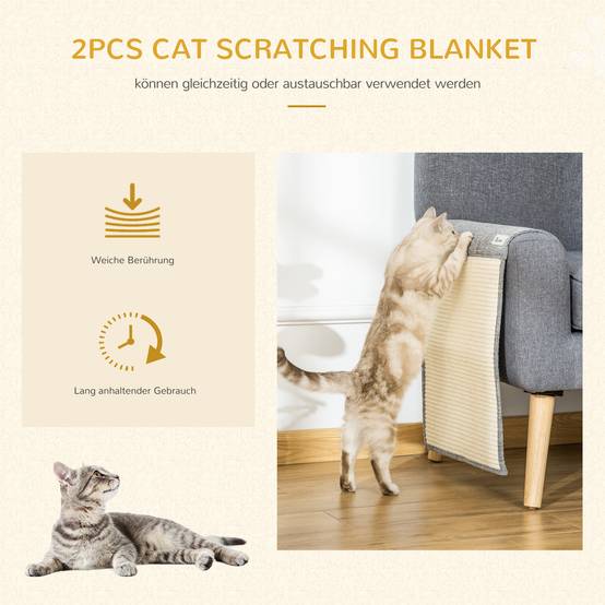 Lot 2 tapis à griffer chat protection canapé meuble sisal suspendu 130cm gris - ComfortXL Outdoor Living - Image 6