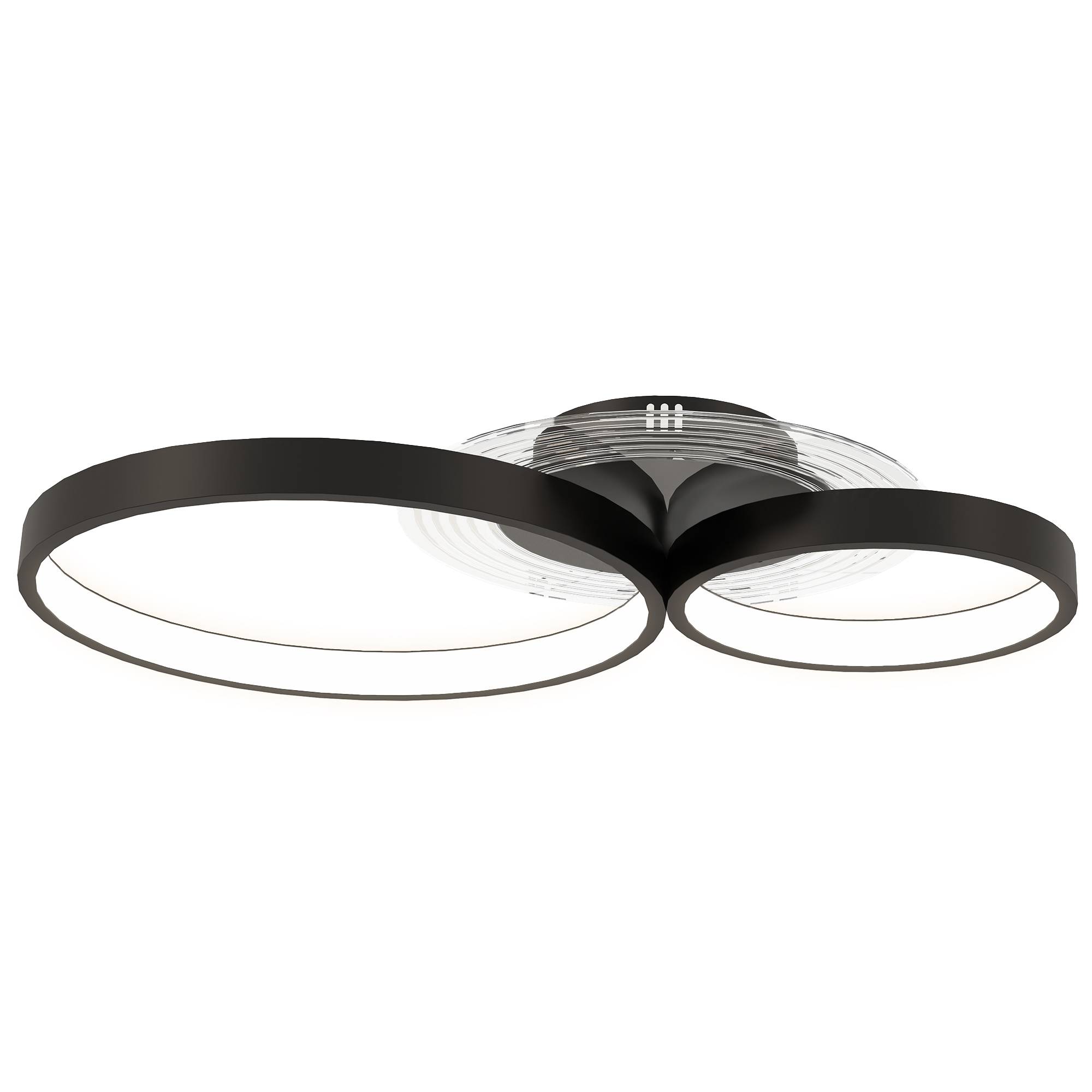 Sans Marque - Plafonnier LED moderne 3 anneaux température couleur réglable puissance 40 W noir - Image 2
