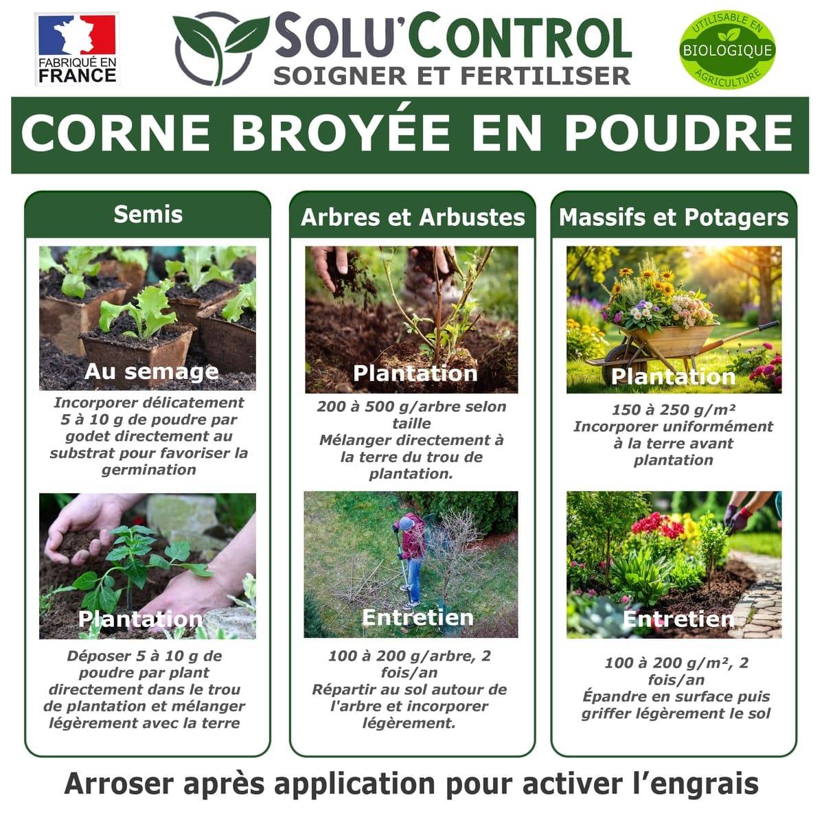SOLU’CONTROL - 500 g de Corne Broyée en Poudre - Engrais Azoté 100% Naturel-UAB - Image 4