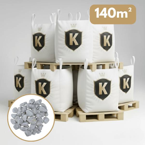 Galet marbre blanc 25/40 mm – Pack 7 Big Bag +/- 1,5T – 140 m² - Image 1