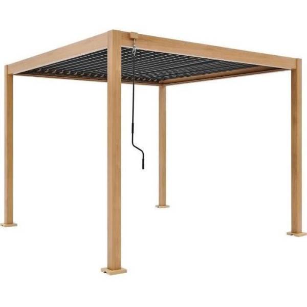 Pergola bioclimatique GAYA - Structure en aluminium et en acier - l300 x P300 x H240 cm - Aspect Bois - Image 4