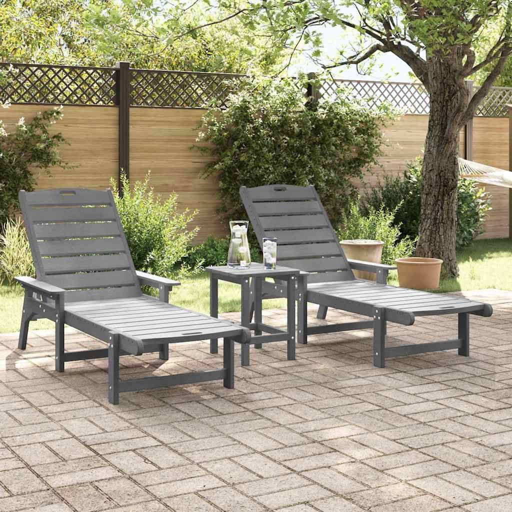 Ensemble 2 Lits de Soleil Résine Plastique Terrasse Gris Clair – ComfortXL Outdoor Living - Image 3
