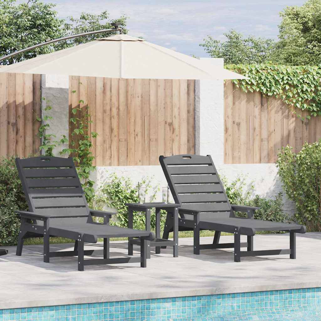 Ensemble 2 Lits de Soleil Résine Plastique Terrasse Gris Clair – ComfortXL Outdoor Living - Image 1