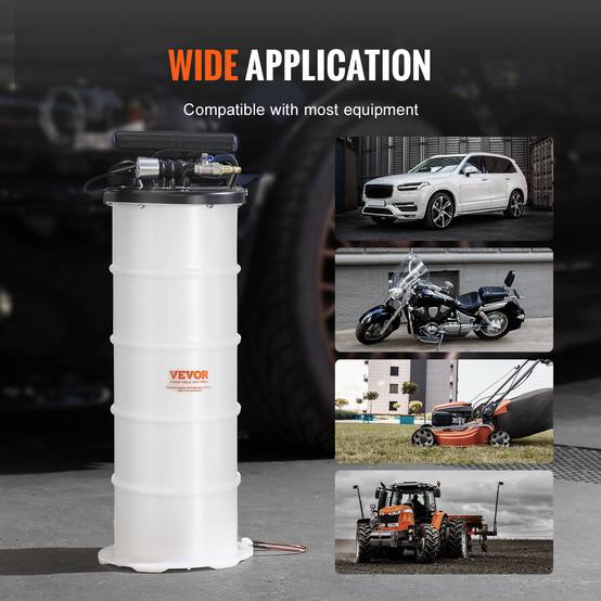 VEVOR Extracteur fluide 6,5L pompe aspiration vidange huile moteur pneumatique/manuel, jauge. - Image 6