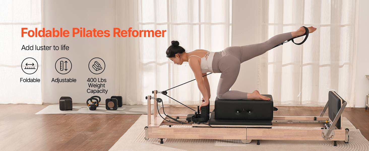 Vuggdt Réformateur De Pilates Pliable - Planche Multifonction Avec Bandes Et Support, Pour Maison Et Extérieur