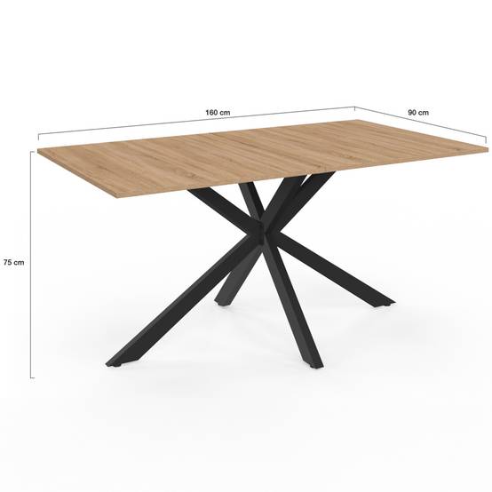 Table à manger rectangle ALIX 8 personnes pied araignée bois et noir 160 cm - Image 4