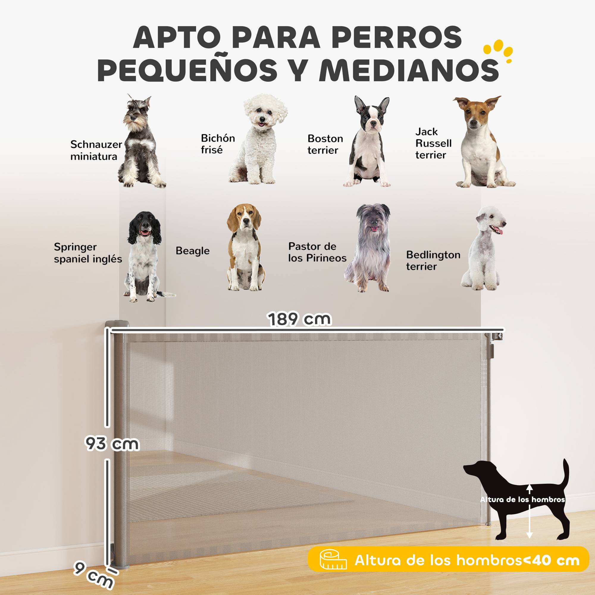 Sans Marque - Barrière sécurité rétractable chien extensible 180 cm large escaliers portes grise - Image 5