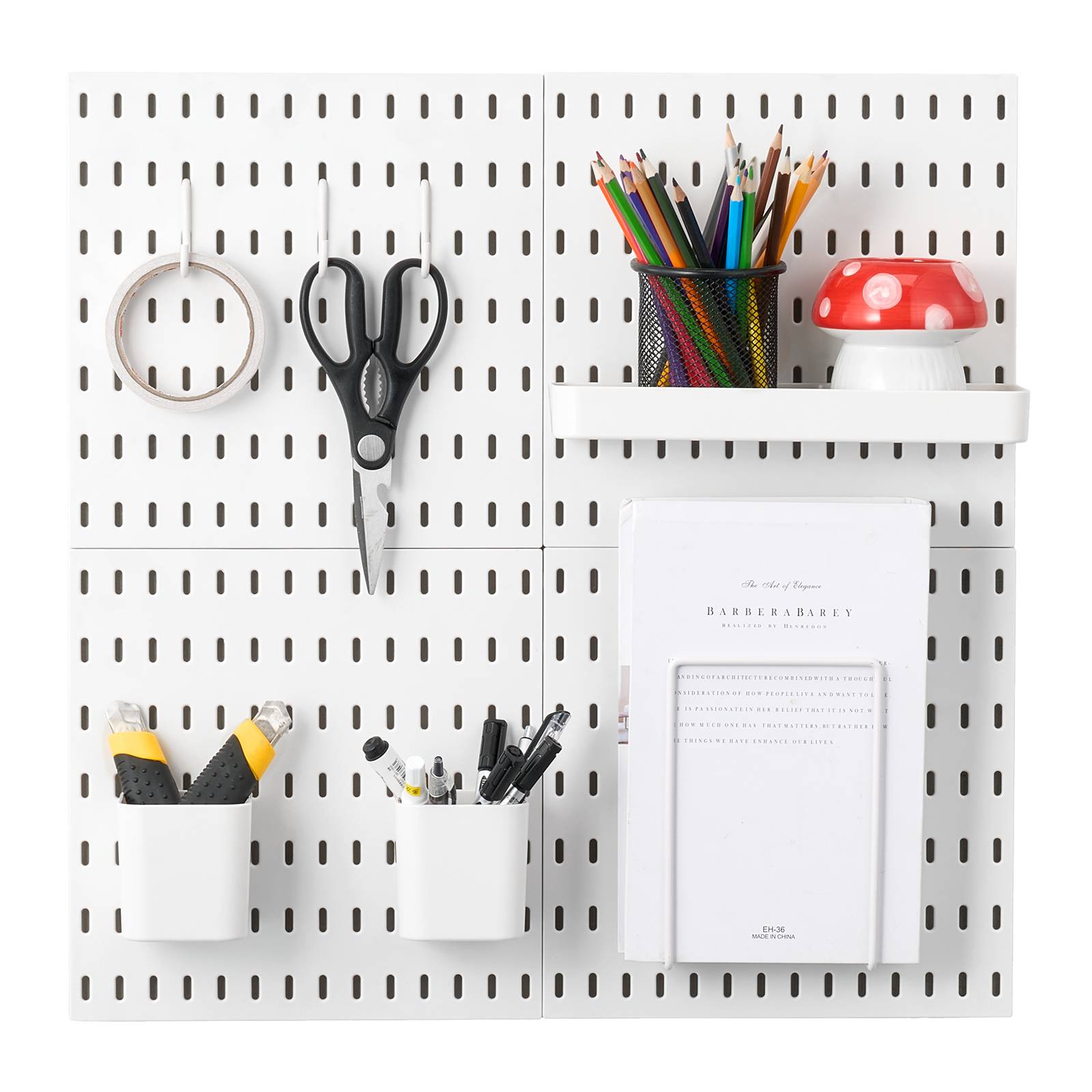 VEVOR Panneau perforé mural 280x280mm, plastique, 4 panneaux, blanc. - Image 9