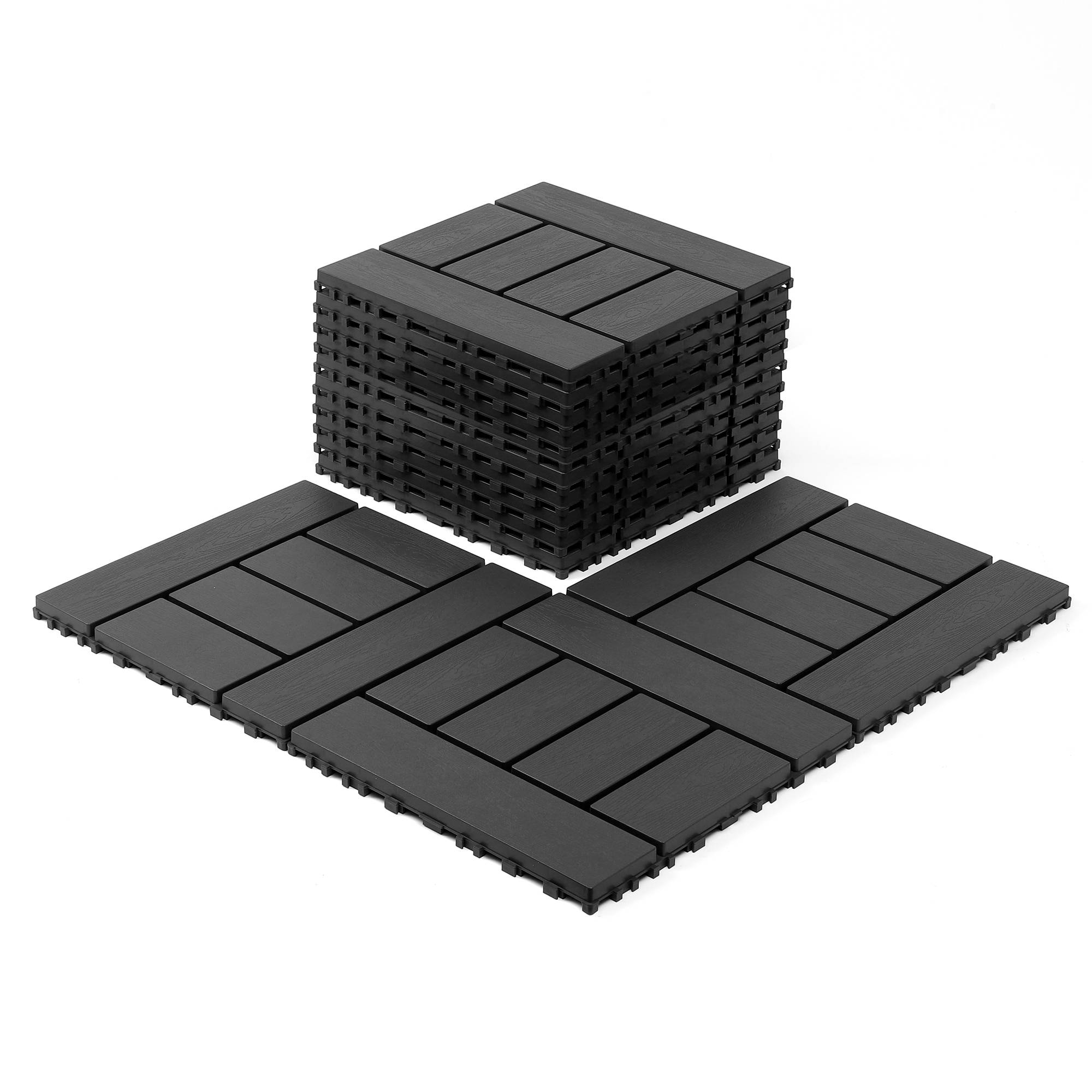Dalles de terrasse clipsables polypropylène jardin balcon drainage 30x30 gris foncé - ComfortXL Outdoor Living - Image 1