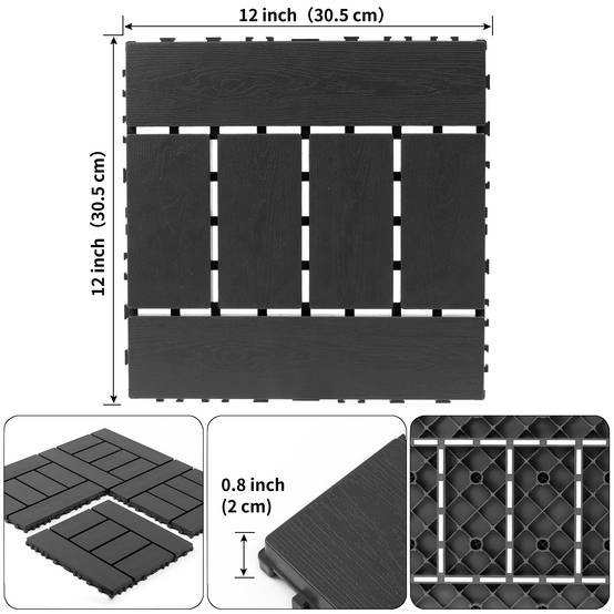 Dalles de terrasse clipsables polypropylène jardin balcon drainage 30x30 gris foncé - ComfortXL Outdoor Living - Image 3