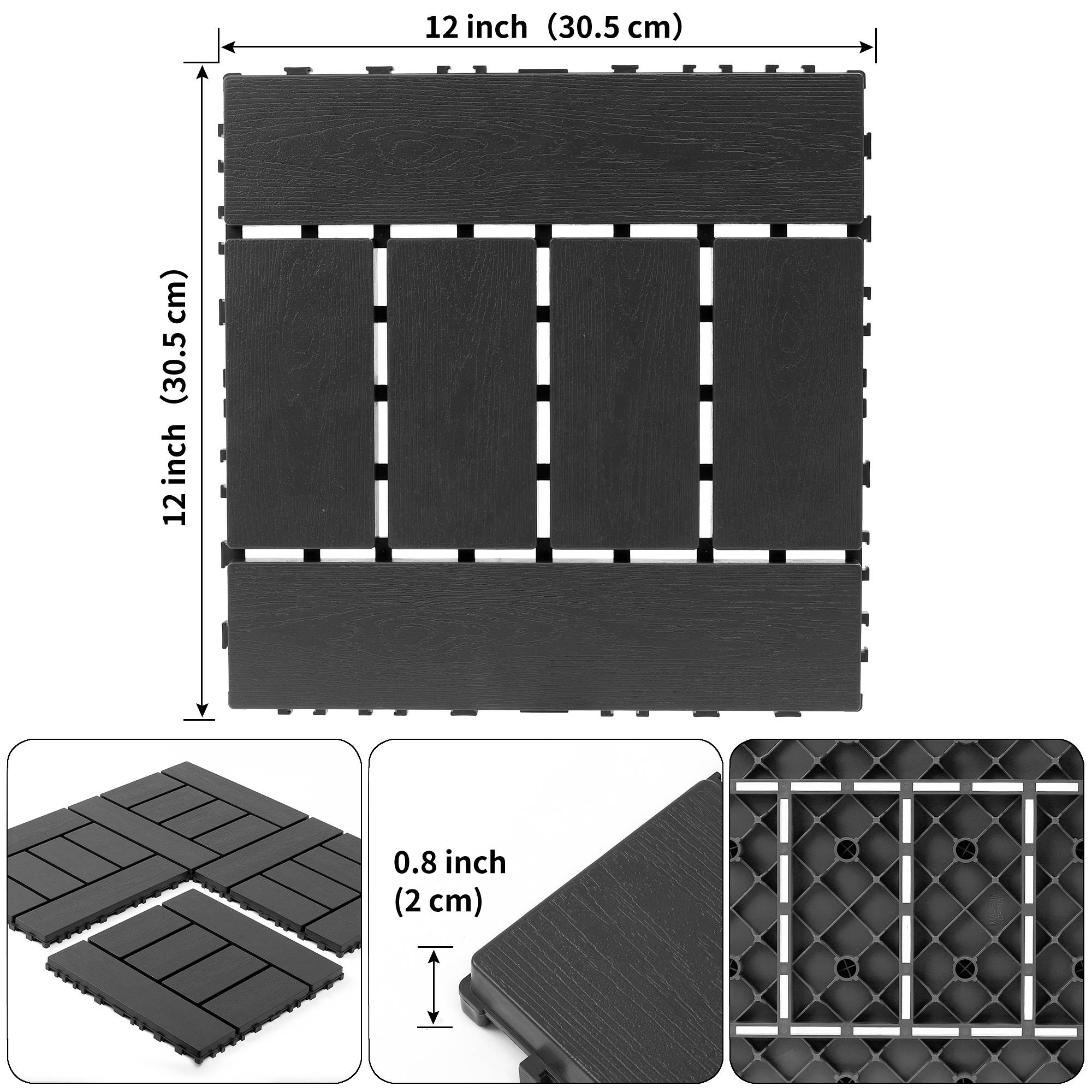 Dalles de terrasse clipsables polypropylène jardin balcon drainage 30x30 gris foncé - ComfortXL Outdoor Living - Image 3