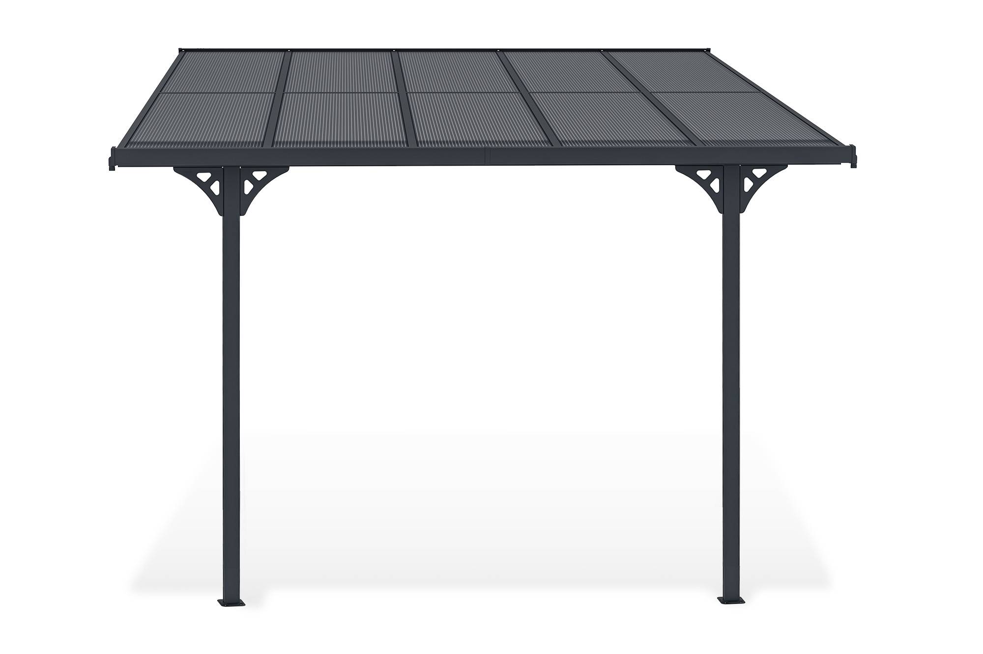 CAZEBOO - Cazeboo Pergola/Carport adossée 9m² KLEO 3x3 m gris - toit terrasse en aluminium et polycarbonate - Image 4