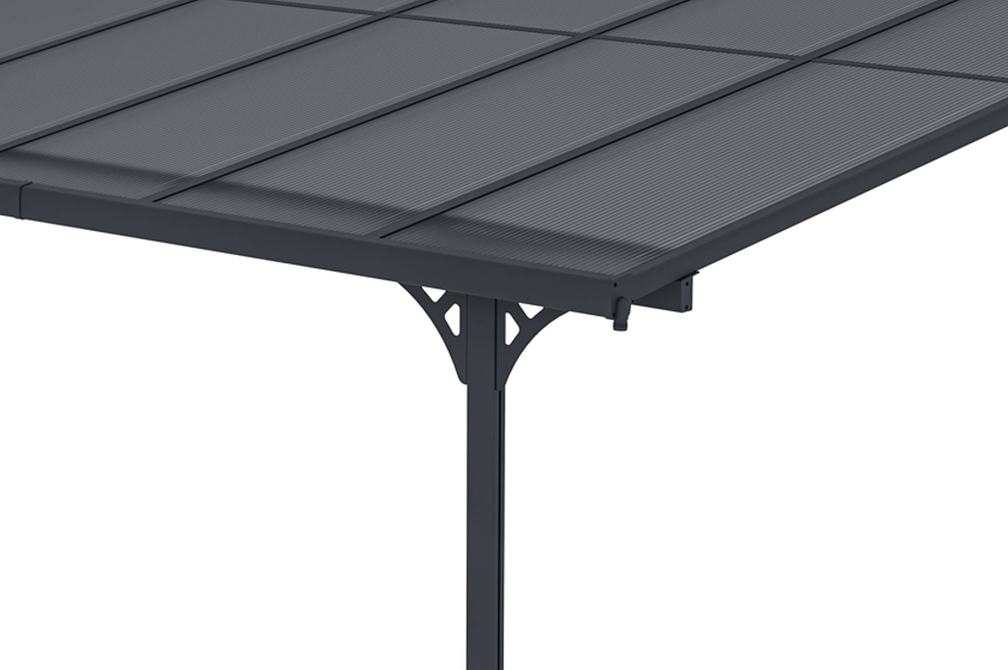 CAZEBOO - Cazeboo Pergola/Carport adossée 9m² KLEO 3x3 m gris - toit terrasse en aluminium et polycarbonate - Image 6