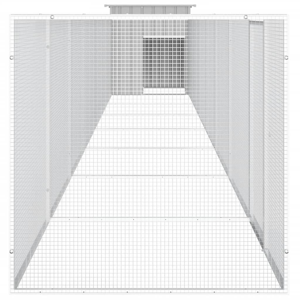 Cage Poules Acier Galvanisé Extérieur Volailles Parc Modulable 700x91x100cm Gris - ComfortXL Outdoor Living - Image 4