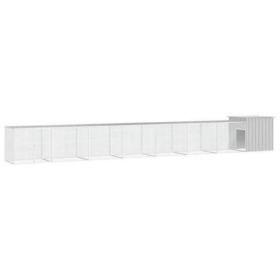 Cage Poules Acier Galvanisé Extérieur Volailles Parc Modulable 700x91x100cm Gris - ComfortXL Outdoor Living - Image 1