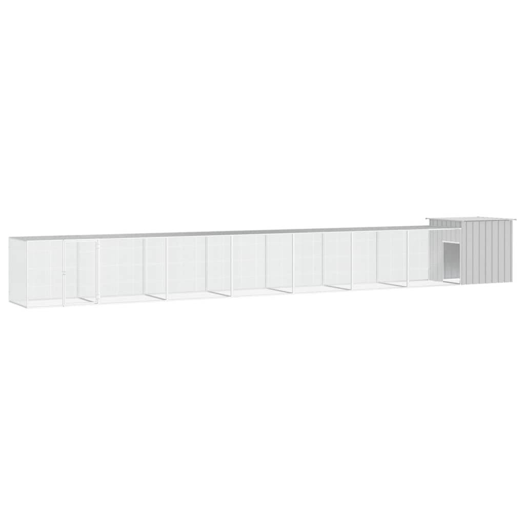 Cage Poules Acier Galvanisé Extérieur Volailles Parc Modulable 700x91x100cm Gris - ComfortXL Outdoor Living - Image 1