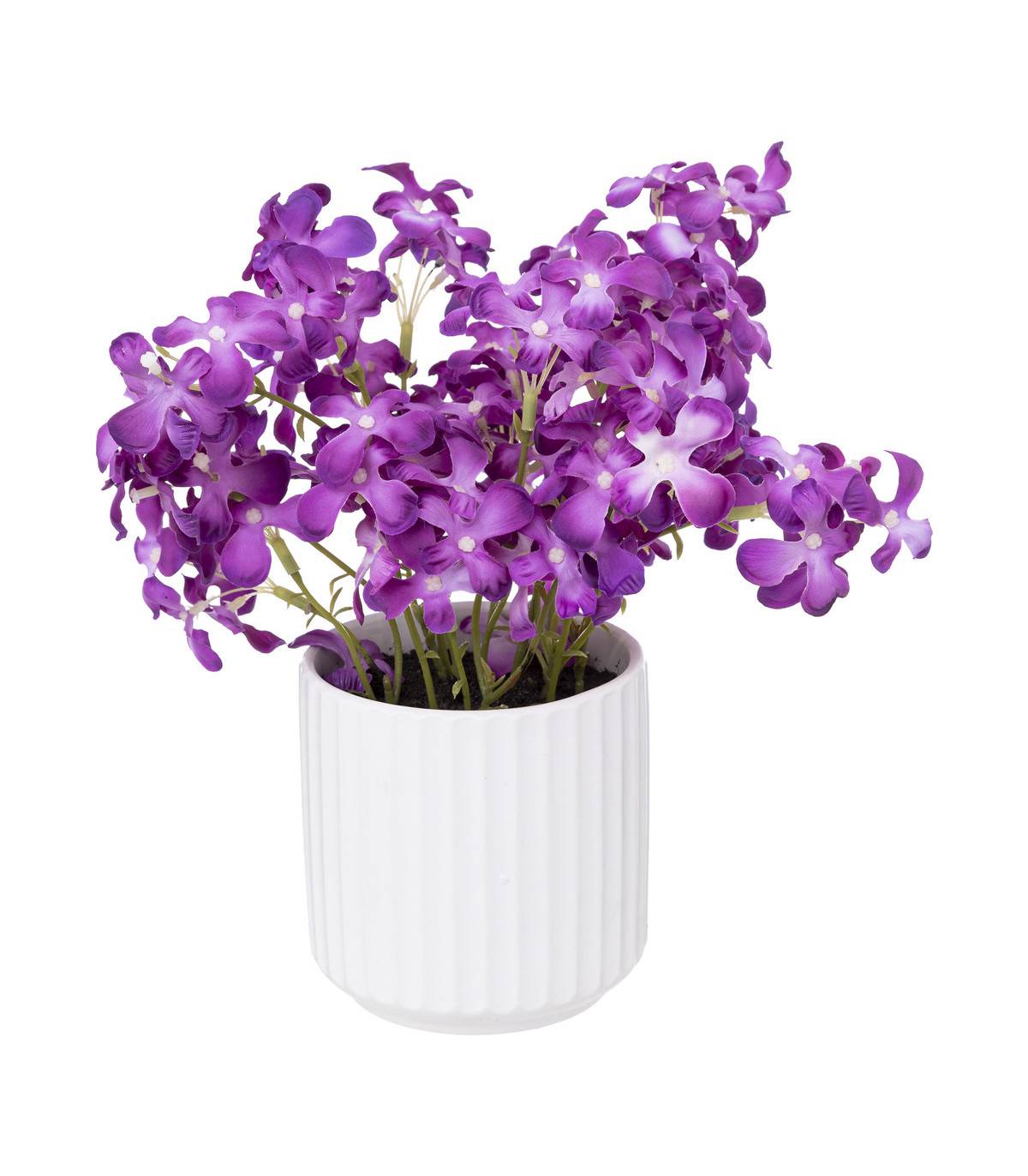 Plante artificielle Violette des bois Pot en céramique blanche H 27 cm - Image 1