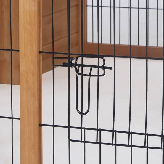 Cage petits animaux avec enclos, toit ouvrant, résistante intempéries, 123 x 120 x 52 cm, brun - Image 9