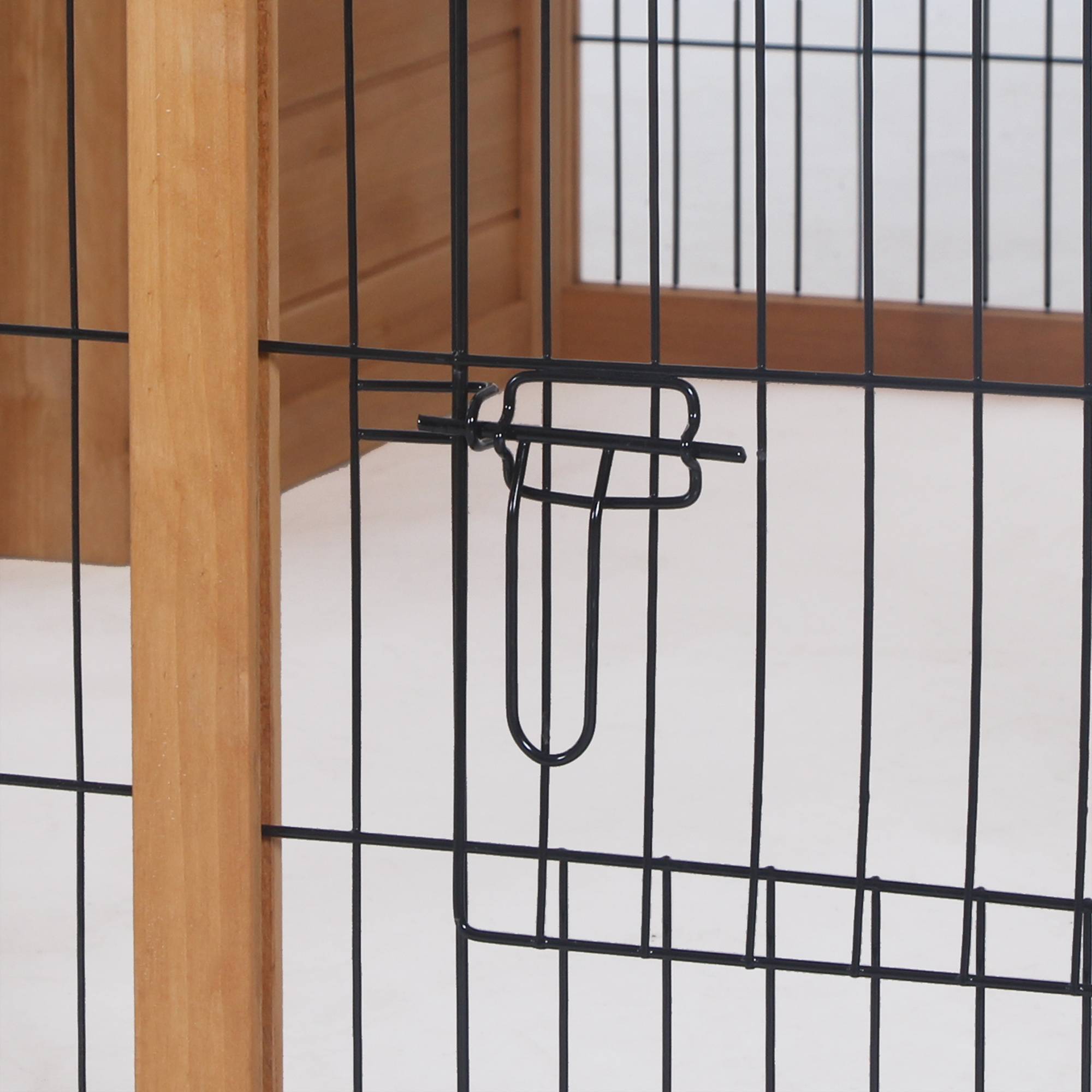Cage petits animaux avec enclos, toit ouvrant, résistante intempéries, 123 x 120 x 52 cm, brun - Image 9
