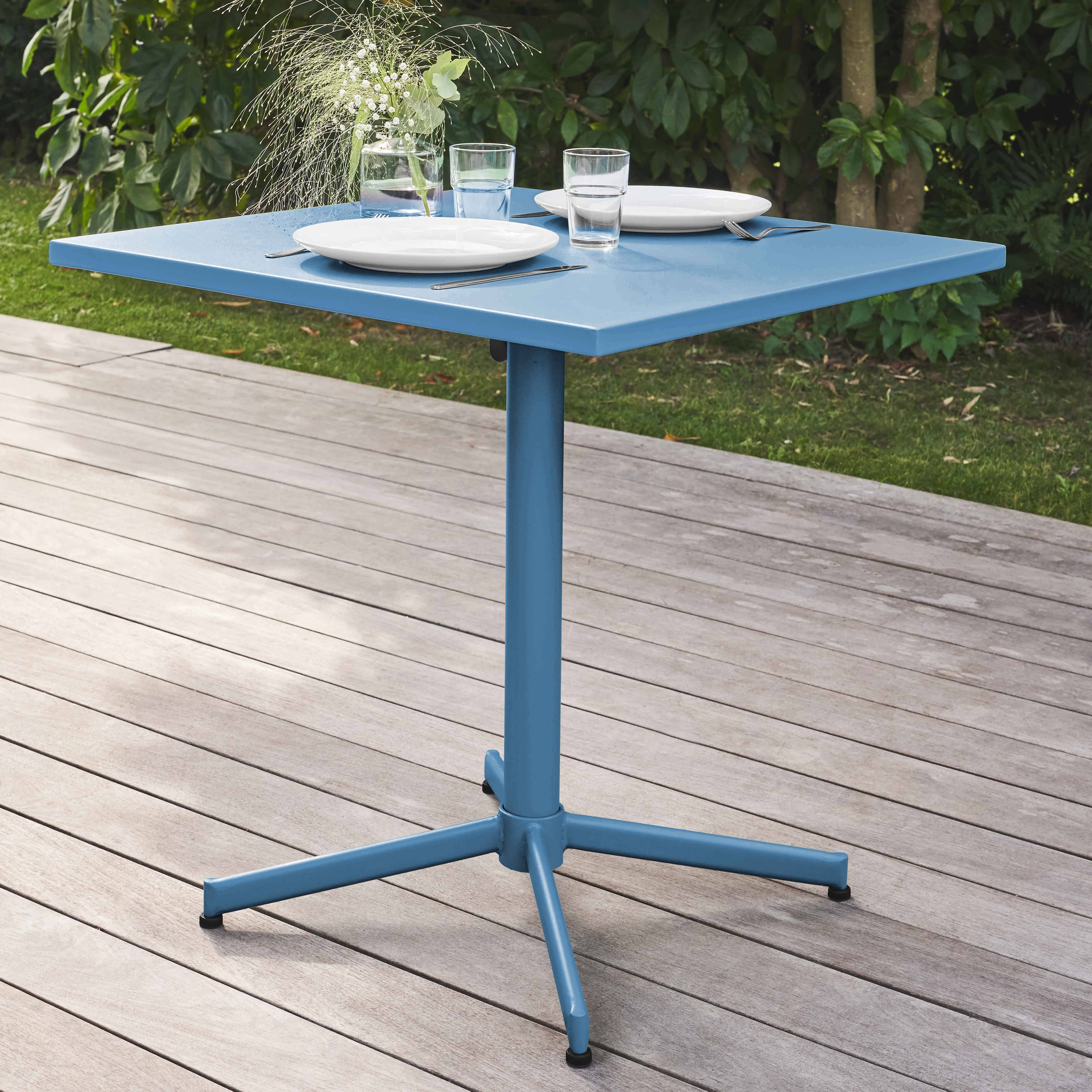 Oviala - Ensemble table de jardin et 4 fauteuils en métal bleu pacific Palavas - Oviala - Image 4