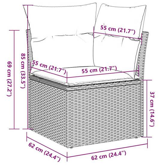 Salon de jardin 6 places beige résine tressée et bois avec rangements et table modulable – ComfortXL Outdoor Living - Image 5