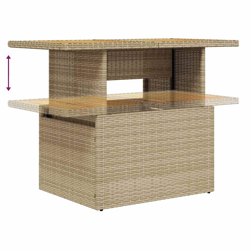 Salon de jardin 6 places beige résine tressée et bois avec rangements et table modulable – ComfortXL Outdoor Living - Image 8