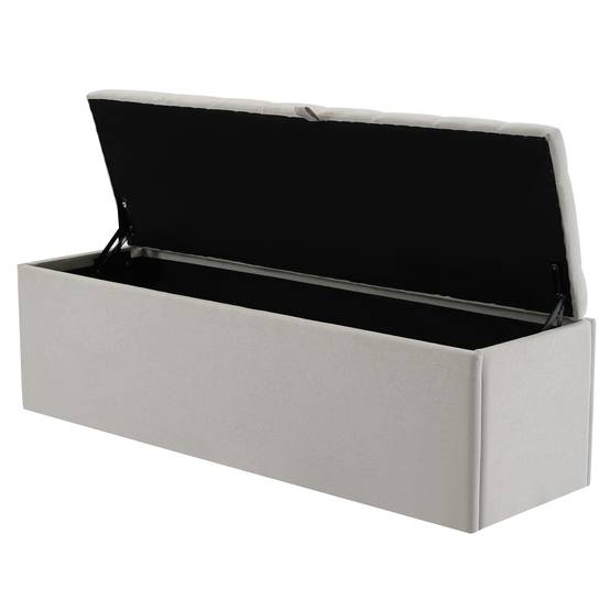 ComfortXL - Banc coffre de rangement en tissu lin rembourré pour chambre salon Gris clair 141 cm – ComfortXL Outdoor Living - Image 5