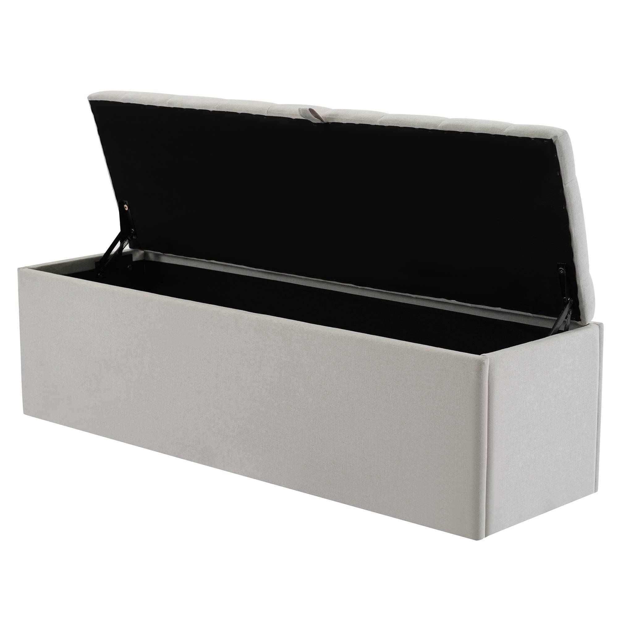ComfortXL - Banc coffre de rangement en tissu lin rembourré pour chambre salon Gris clair 141 cm – ComfortXL Outdoor Living - Image 5