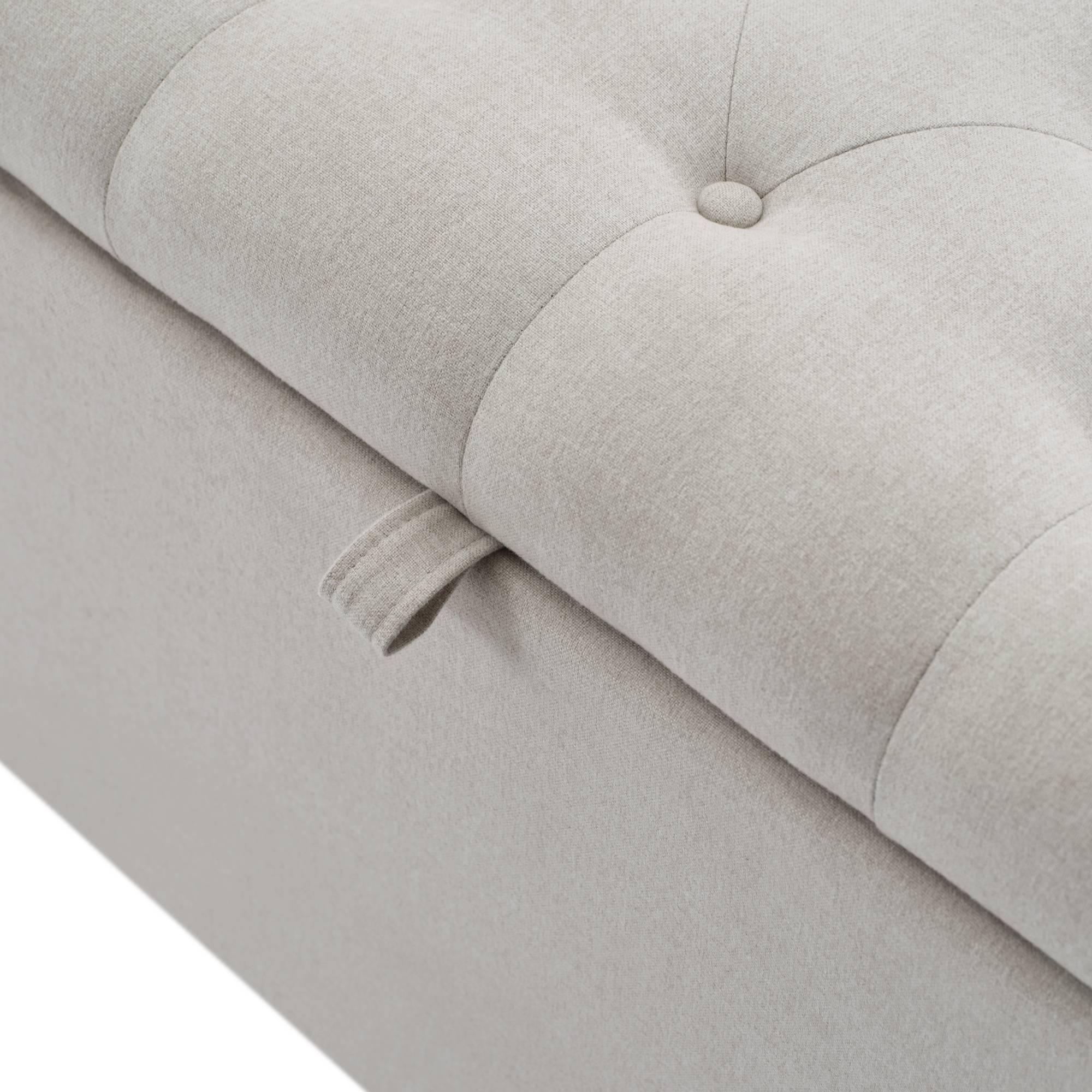 ComfortXL - Banc coffre de rangement en tissu lin rembourré pour chambre salon Gris clair 141 cm – ComfortXL Outdoor Living - Image 6