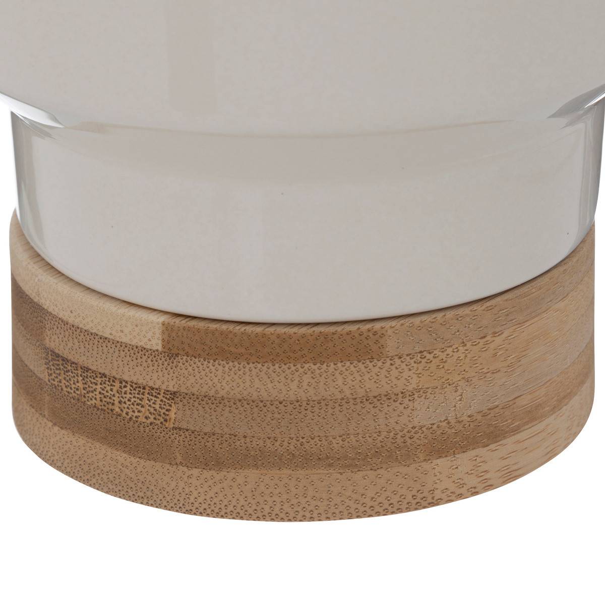Plante artificielle pot en céramique Blanc cassé et Bambou H 26 cm - Image 3