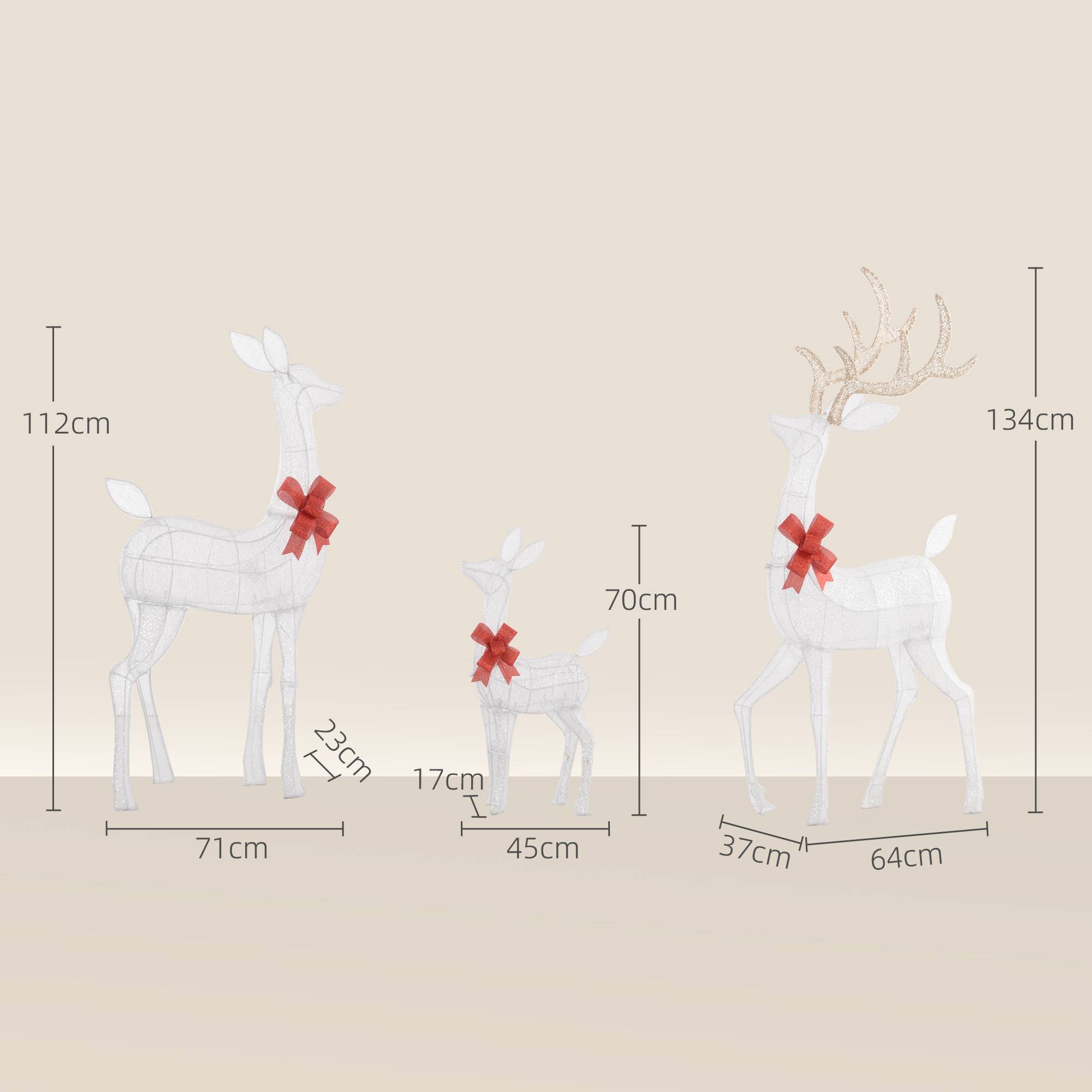 ComfortXL - Famille de rennes lumineuse acier polyester argentée pour jardin avec 283 LED blanc chaud et fixation au sol - Image 3