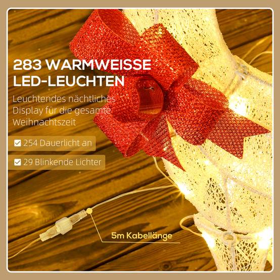 ComfortXL - Famille de rennes lumineuse acier polyester argentée pour jardin avec 283 LED blanc chaud et fixation au sol - Image 5
