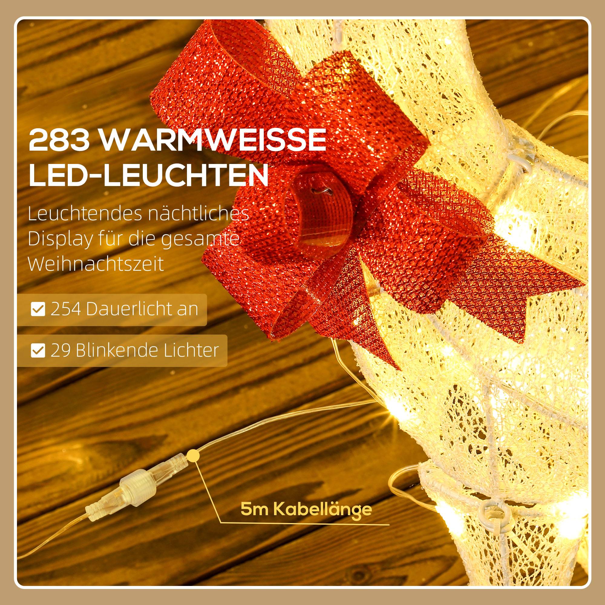 ComfortXL - Famille de rennes lumineuse acier polyester argentée pour jardin avec 283 LED blanc chaud et fixation au sol - Image 5