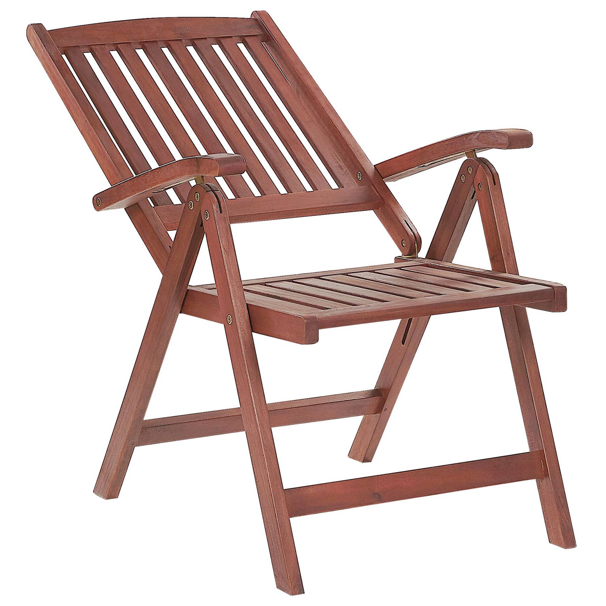 Beliani - Chaise Metteur en Scène Marron en Bois d'Acacia Transat Inclinable Résistant pour Jardin ou Terrasse au Style Méditerranéen - Image 4