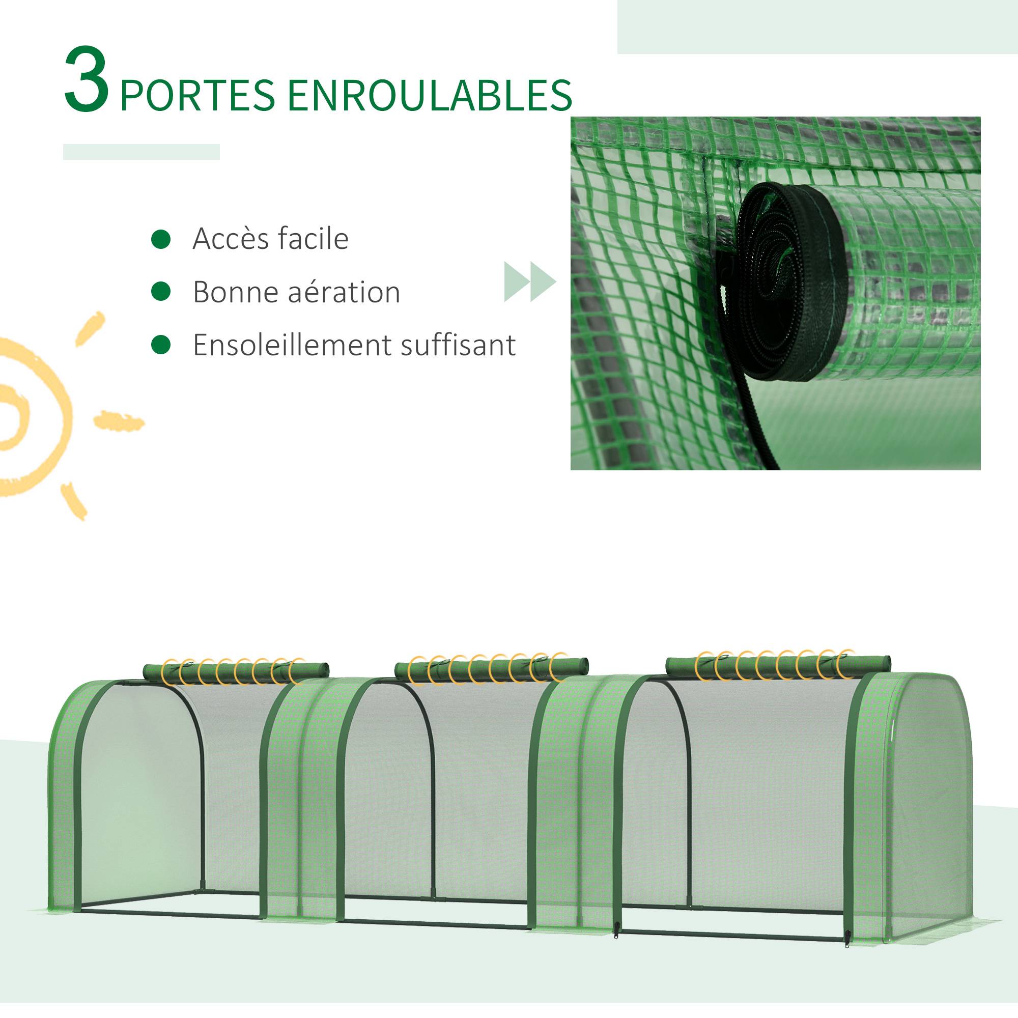 Maison Chic - Mini Serre de Jardin Serre à tomates 3x1x0,8H m Acier PE Haute densité 140 g/m² Anti-UV 3 fenêtres Vert - Image 7