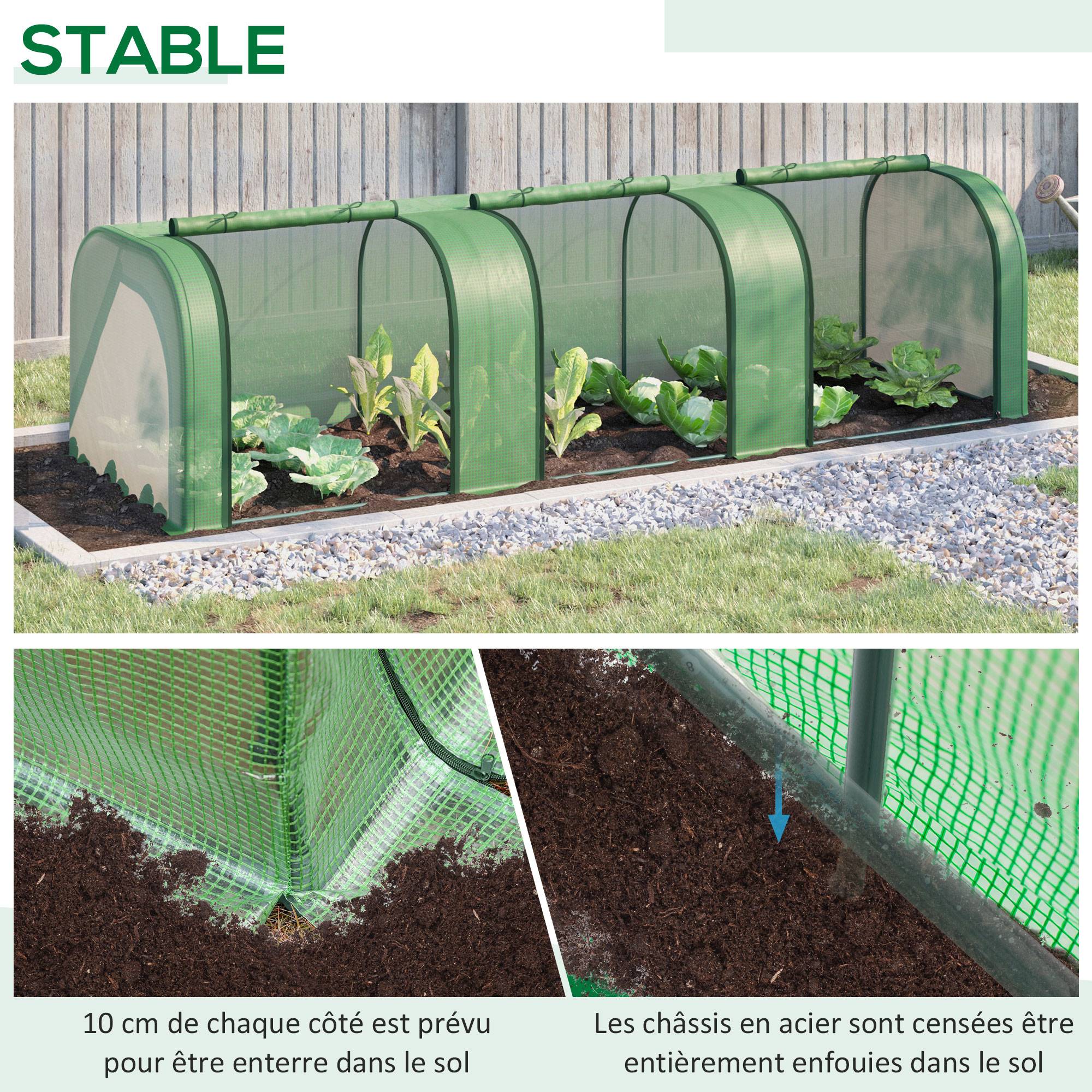 Maison Chic - Mini Serre de Jardin Serre à tomates 3x1x0,8H m Acier PE Haute densité 140 g/m² Anti-UV 3 fenêtres Vert - Image 6