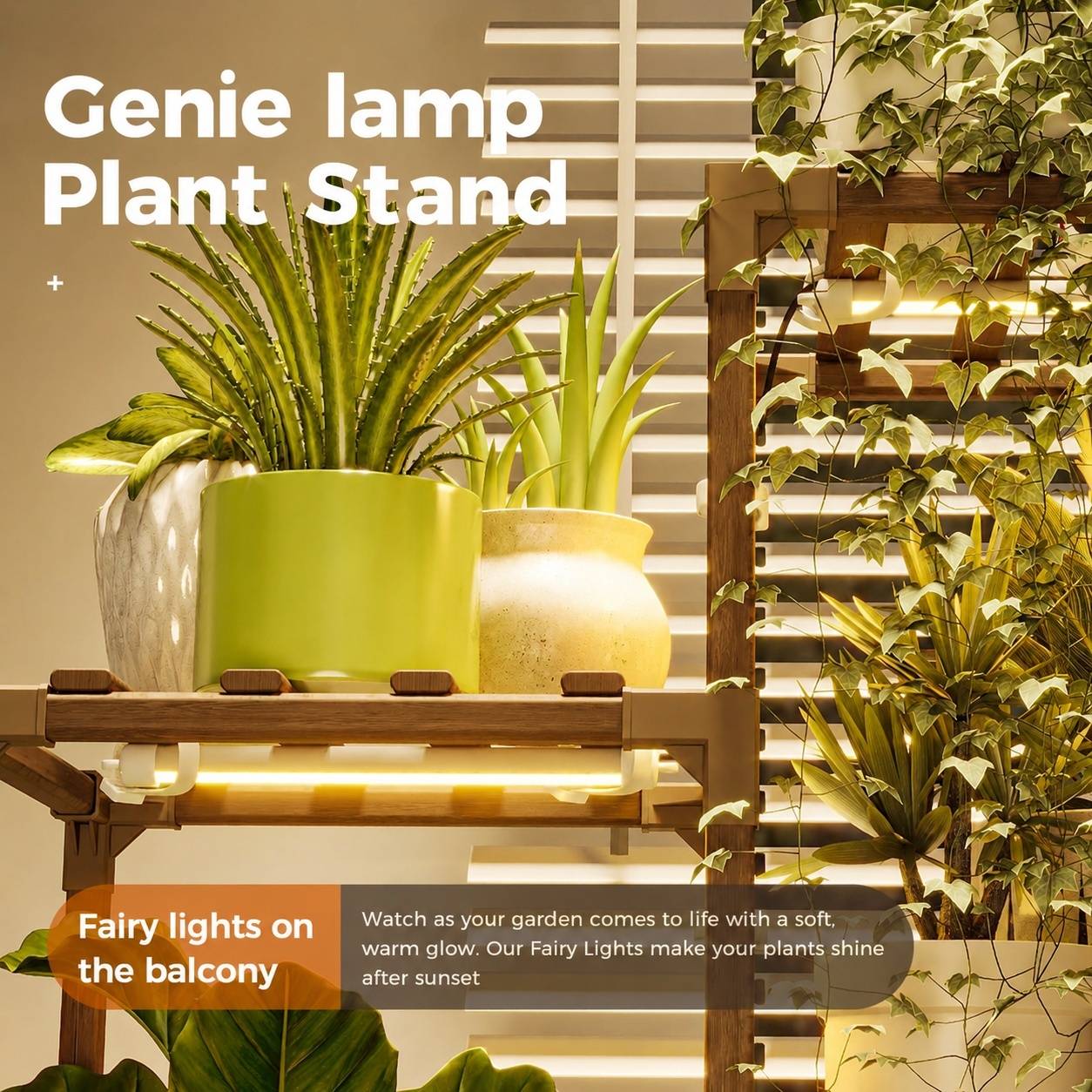 Support de Plantes En Bois avec LED 8 Niveaux Éclairage Horticole pour Salon Balcon Bureau - Image 3
